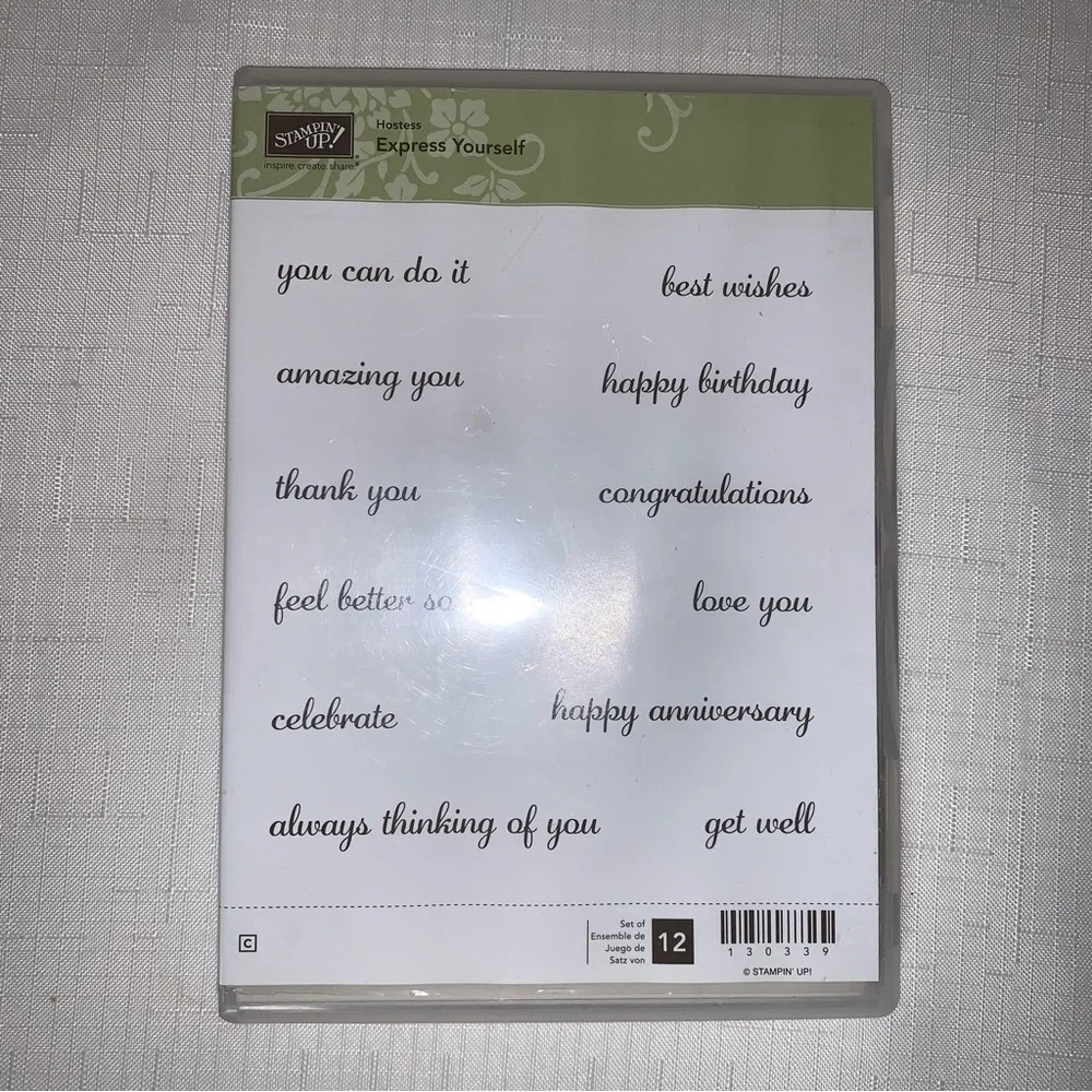 STAMPIN' UP Hostess Exclusive Express Yourself Rubber Set 12 Saying & Greetings
